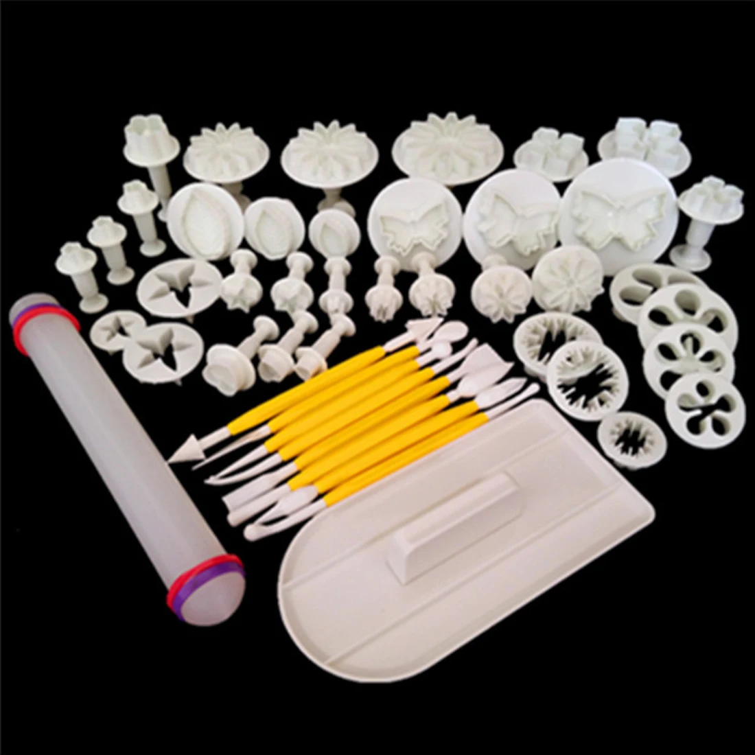 

Top Sale 1 Sets 46pcs Fondant Cake Decorating Tools DIY Cookie Sugar Craft Plunger Cutters Tools Cake Decorating tool