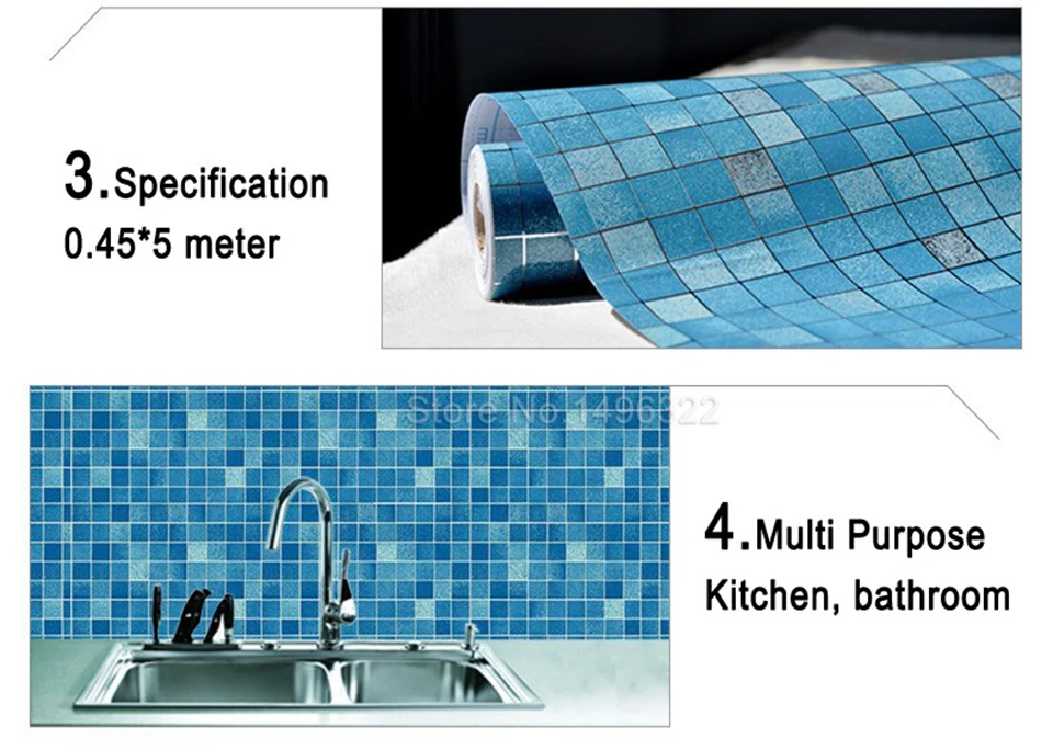 Современная самоклеящаяся настенная бумага из ПВХ для ванной водонепроницаемая