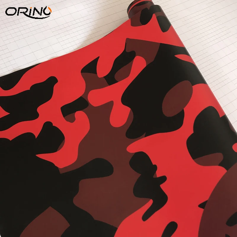 Black Red Camouflage Vinyl Film Wrap-4