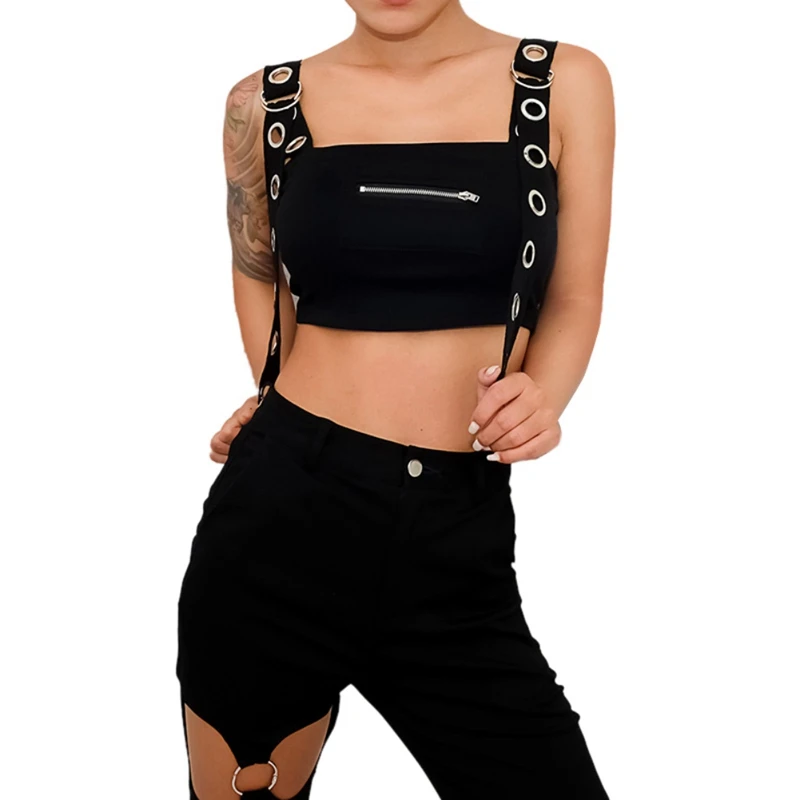Women Casual Sexy Backless Tank Tops Fashion Sleeveless Solid Slim Short Strap Crop Tops Zipper Tank Tops Eyelet Strap 2019
Women Casual Sexy Backless Tank Tops Fashion Sleeveless Solid Slim Short Strap Crop Tops Zipper Tank Tops Eyelet Strap 2019