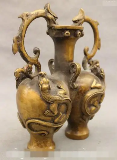 S1459 9" Old Chinese Palace FengShui Bronze Dragon Beast Zun Bottle Pot Vase Statue
S1459 9" Old Chinese Palace FengShui Bronze Dragon Beast Zun Bottle Pot Vase Statue