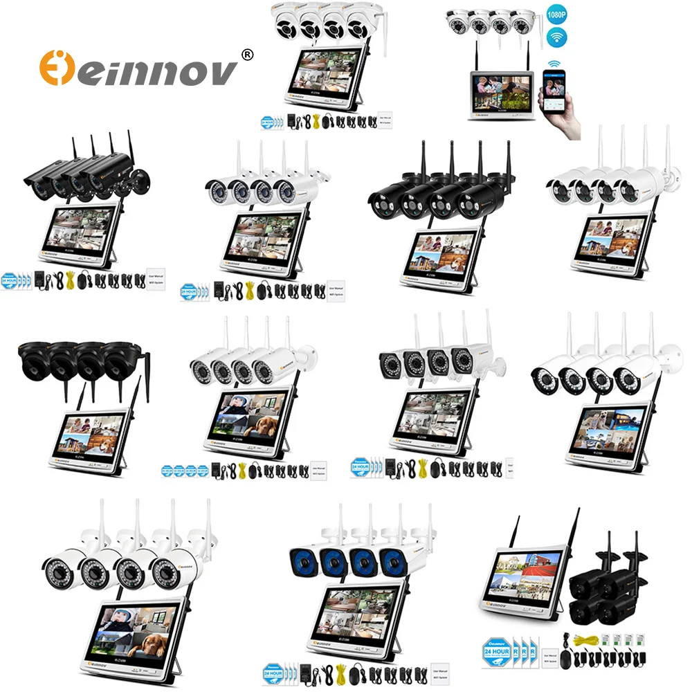 Einnov 13 kinds of 4CH 1080P Wireless NVR Wifi CCTV System 12inch Screen 2MP Outdoor Security Wifi Camera Video Surveillance Kit
Einnov 13 kinds of 4CH 1080P Wireless NVR Wifi CCTV System 12inch Screen 2MP Outdoor Security Wifi Camera Video Surveillance Kit
