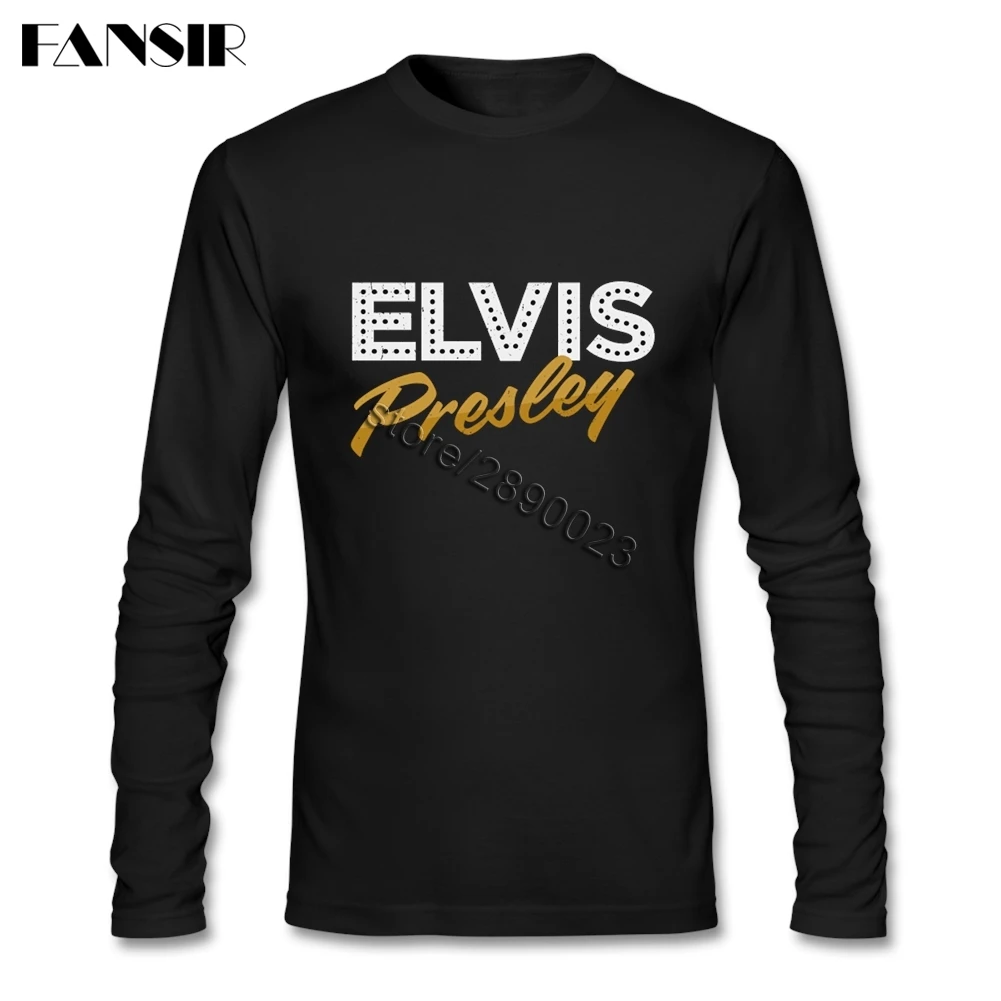 Винтажные мужские футболки Elvis Presley 100% хлопок с круглым вырезом и длинным рукавом