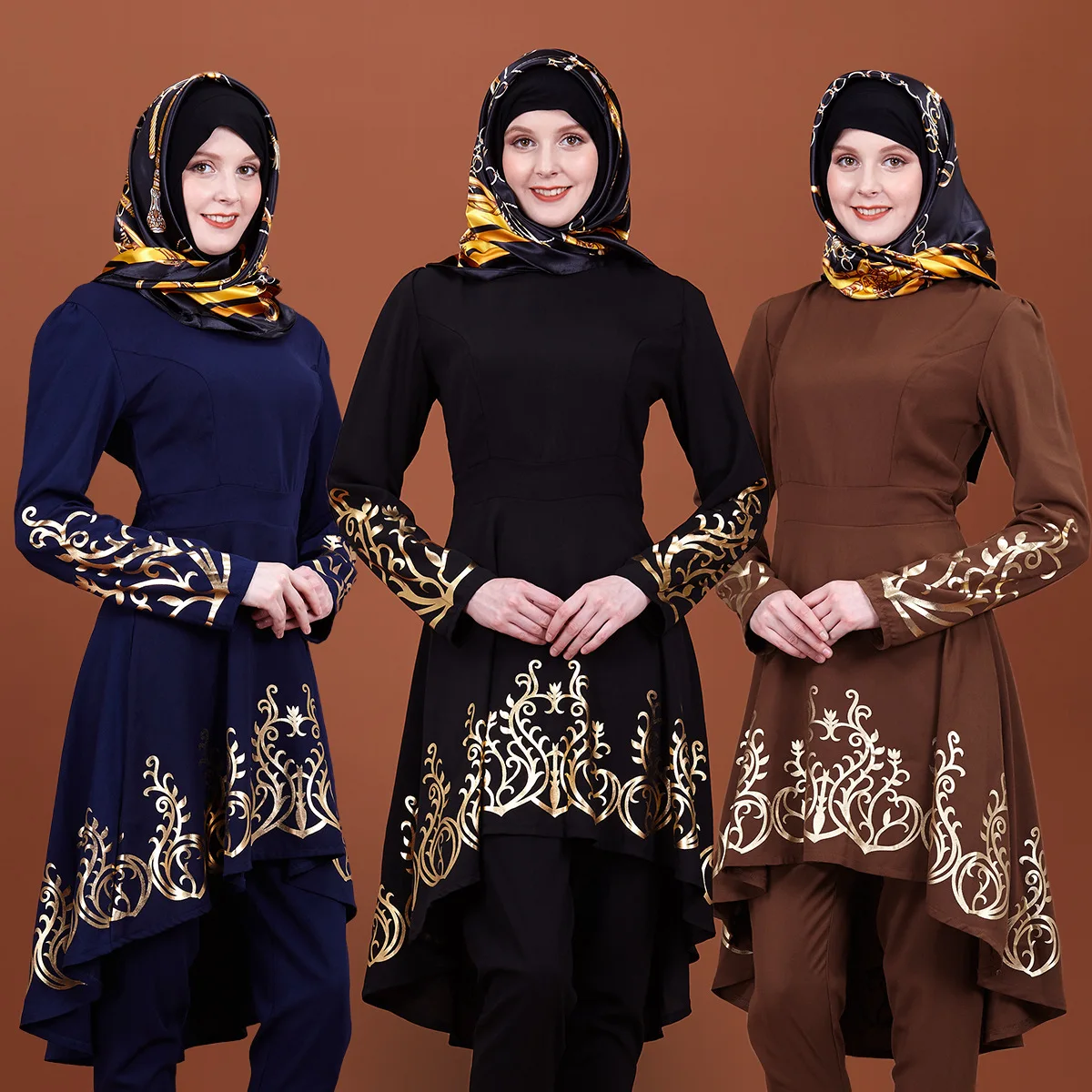 WEPBEL Arab Dubai Muslim Womens Tops and Blouses Fashion Pure Color Long Sleeve Golden Print Slim Fit
WEPBEL Arab Dubai Muslim Womens Tops and Blouses Fashion Pure Color Long Sleeve Golden Print Slim Fit