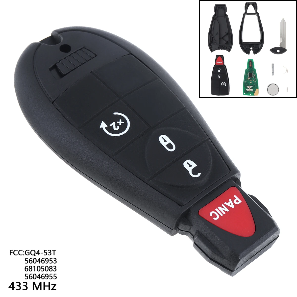433MHz Keyless Convenient Remote Key Fob with ID46 Chip Car Key for 2013 2014 2015 2016 2017 2018 Ram 1500 2500 3500
433MHz Keyless Convenient Remote Key Fob with ID46 Chip Car Key for 2013 2014 2015 2016 2017 2018 Ram 1500 2500 3500