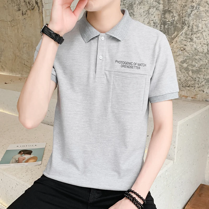 New men's men's three-color fashion trend for summer 2019 is cool and handsome, casual and simple letter-print pocket POL
New men's men's three-color fashion trend for summer 2019 is cool and handsome, casual and simple letter-print pocket POL
