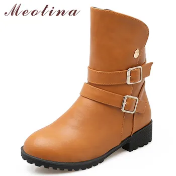 Meotina Winter Ankle Boots Women Boots PU Leather Square Heels Short Boots Buckle Round Toe Shoes Ladies Autumn Plus Size 34-43 
Meotina Winter Ankle Boots Women Boots PU Leather Square Heels Short Boots Buckle Round Toe Shoes Ladies Autumn Plus Size 34-43