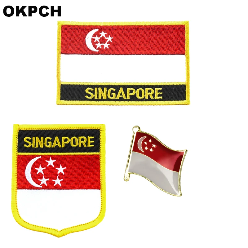 Singapore National Flag Embroidered Iron on Patches for Clothing Metal badges PT0192-3 
Singapore National Flag Embroidered Iron on Patches for Clothing Metal badges PT0192-3