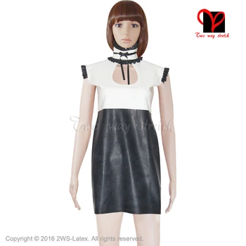 White and Black Bows Holes Front Ruffles Sleeveless Latex Maid Sexy Latex Dress Rubber Baby Doll Playsuit Bodycon plus QZ-031
White and Black Bows Holes Front Ruffles Sleeveless Latex Maid Sexy Latex Dress Rubber Baby Doll Playsuit Bodycon plus QZ-031