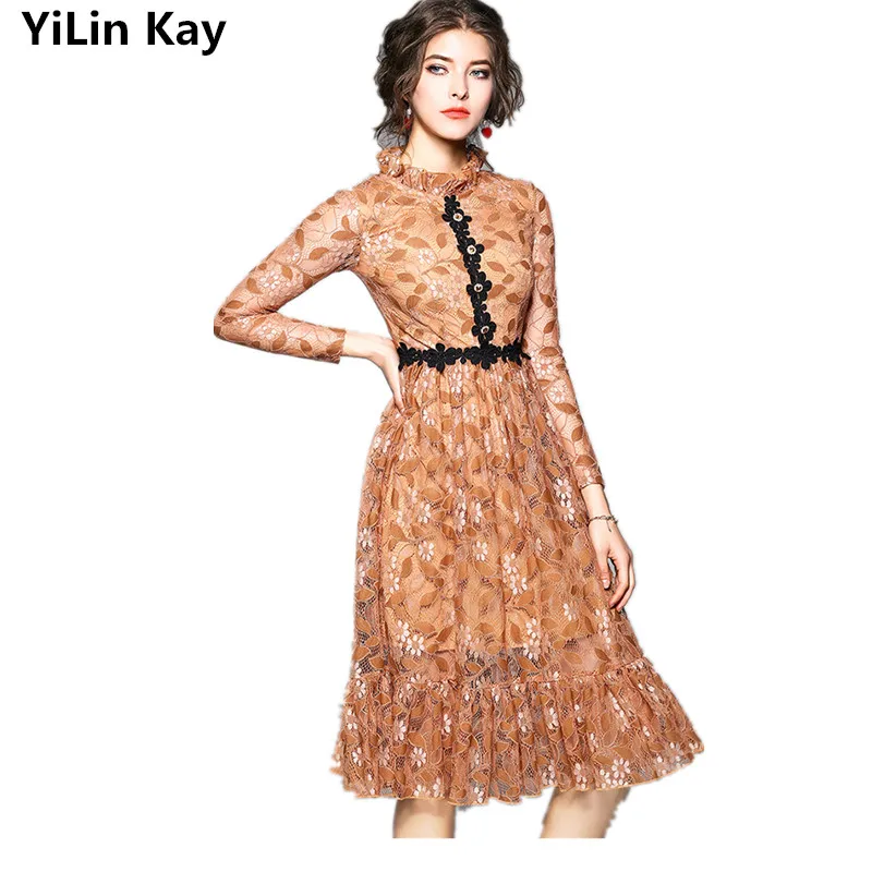 YiLin Kay 2019 new arrival Women spring dress Contrast color lace splicing stand collar fashion Lace dress
YiLin Kay 2019 new arrival Women spring dress Contrast color lace splicing stand collar fashion Lace dress