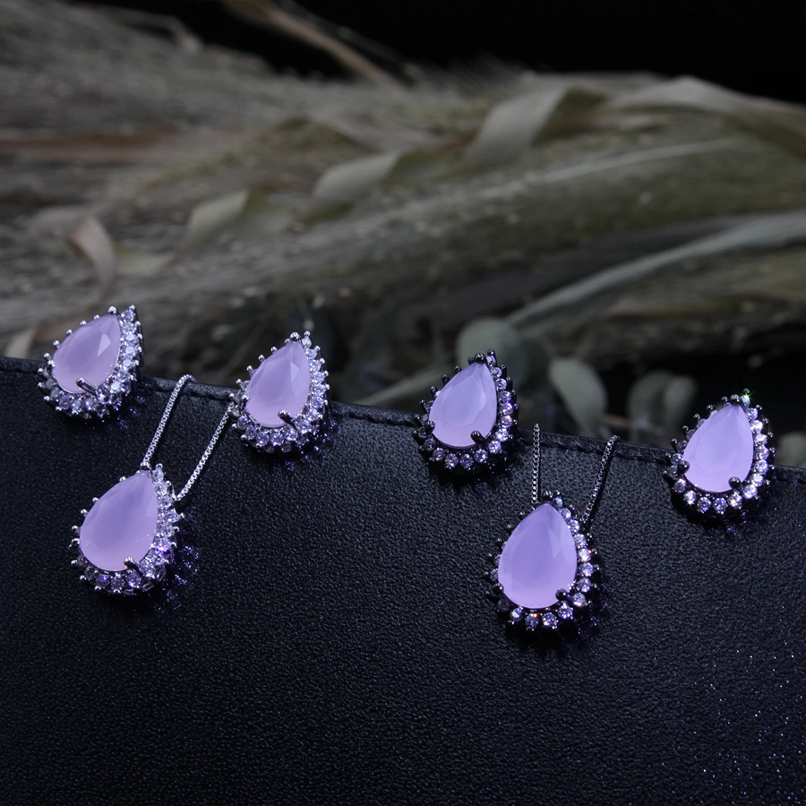 water Drop Earrings Necklace Jewelry Set113