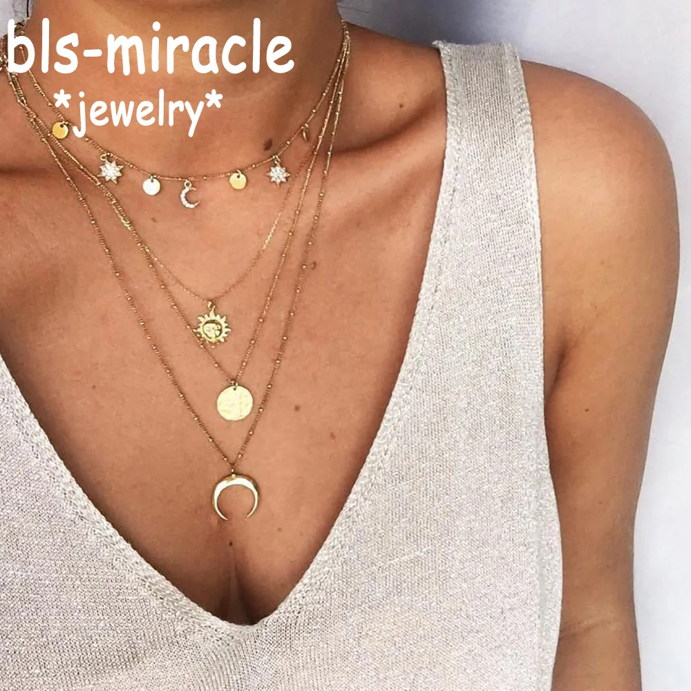 Bls-miracle Boho Sun Moon Star Crystal Pendant Necklaces For Women Vintage Sequin Long Choker Necklace Golden Statement Jewelry
Bls-miracle Boho Sun Moon Star Crystal Pendant Necklaces For Women Vintage Sequin Long Choker Necklace Golden Statement Jewelry