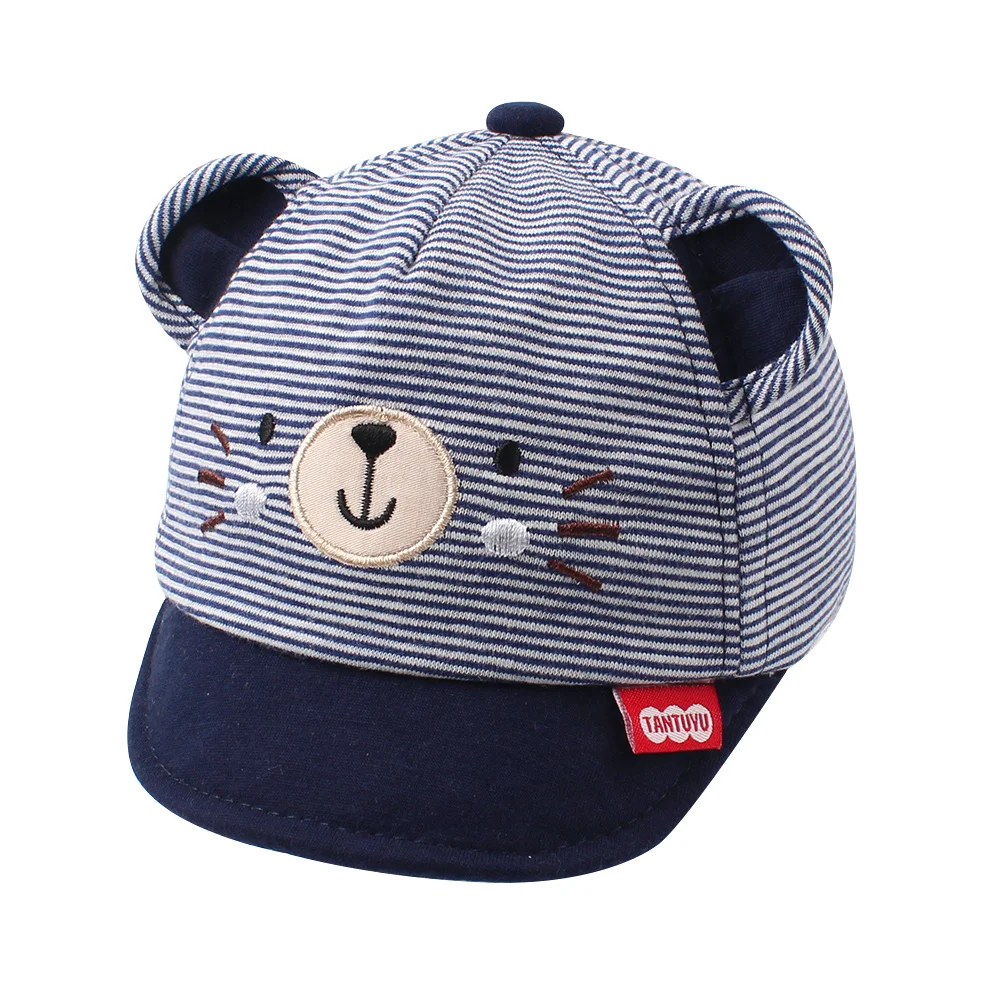 Cartoon Bear Baby Baseball Caps Happy Cotton Toddler Baby Caps With Ears Cute Embroidery Girls Caps Autumn Infant Sun Caps 6-18M (20)