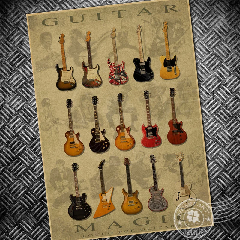 Vintage poster Guitar collection Retro paper print picture Wall old painting living room design bar cage sign decoration
Vintage poster Guitar collection Retro paper print picture Wall old painting living room design bar cage sign decoration