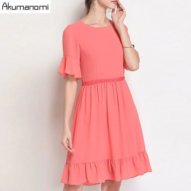Summer Chiffon Dress Women Clothing Pink O-neck Flare Short Sleeve Draped Ruffles Hem Dress Plus Size 5XL 4XL 3XL 2XL XL L M
Summer Chiffon Dress Women Clothing Pink O-neck Flare Short Sleeve Draped Ruffles Hem Dress Plus Size 5XL 4XL 3XL 2XL XL L M