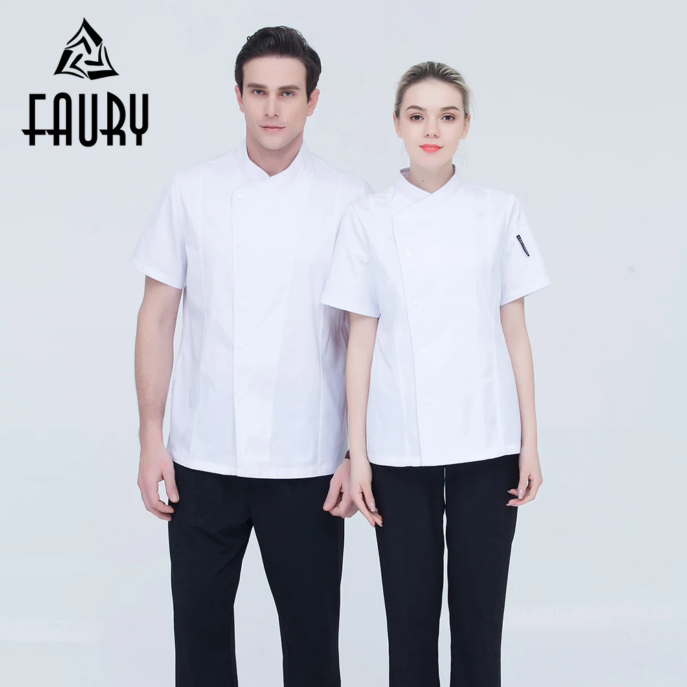 High Quality Solid Single Breasted Short Sleeve Oblique Collar Summer Breathable Chef Kitchen Cooking Hotel Work Uniform Jacket
High Quality Solid Single Breasted Short Sleeve Oblique Collar Summer Breathable Chef Kitchen Cooking Hotel Work Uniform Jacket