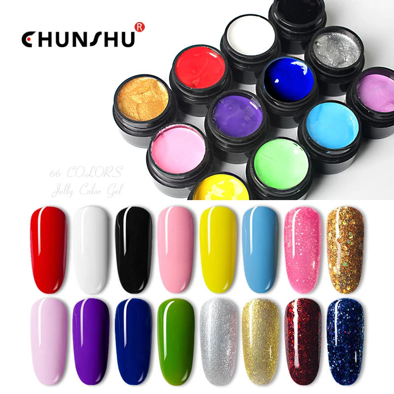 CHUNSHU 66Color 5ml Jelly Color Gel Soak Off LED/UV Gel Polish Painting Gel Semi-permanent Long Lasting Nail Art Gel Varnish DIY
CHUNSHU 66Color 5ml Jelly Color Gel Soak Off LED/UV Gel Polish Painting Gel Semi-permanent Long Lasting Nail Art Gel Varnish DIY