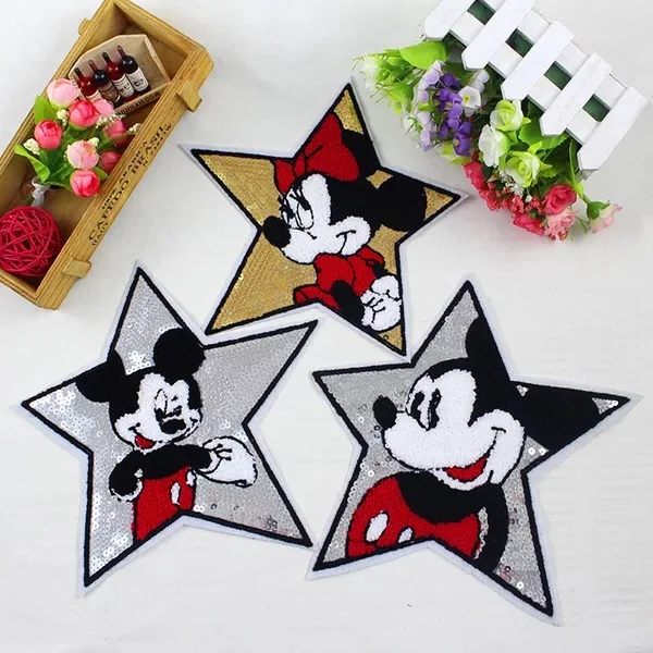 2 Pieces/lot Five Star Mickey Minnnie Sequined Sew on Patches for Clothes DIY Sewing Accessories Cartoon Mouse Sequins Patch
2 Pieces/lot Five Star Mickey Minnnie Sequined Sew on Patches for Clothes DIY Sewing Accessories Cartoon Mouse Sequins Patch