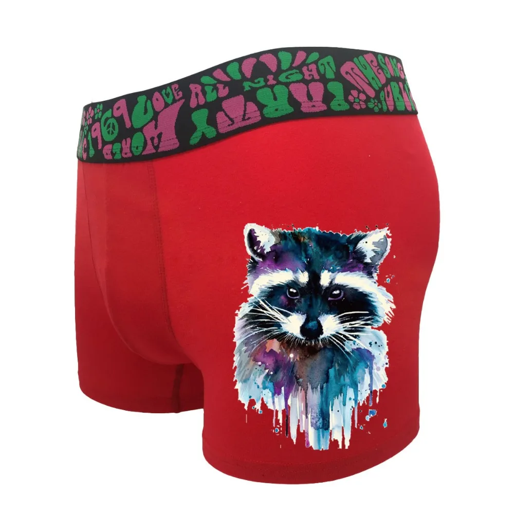 

Unique Colorful Raccoon Cartoon Print Cotton Boxer Underwear Men Underpants Sexy Modis Bielizna Calzoncillo Hombre Plus Size 4XL