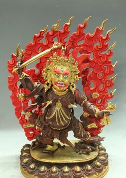 12" China Tibetan Buddhism Old Bronze 24K Gold Vajrapani Mahakala Buddha Statue
12" China Tibetan Buddhism Old Bronze 24K Gold Vajrapani Mahakala Buddha Statue