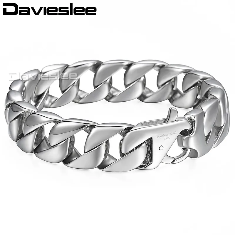 Davieslee 15mm Curb Cuban Link Men's Bracelet 316L Stainless Steel Silver Color Wristband Male Jewelry Dropshipping DHB164A
Davieslee 15mm Curb Cuban Link Men's Bracelet 316L Stainless Steel Silver Color Wristband Male Jewelry Dropshipping DHB164A