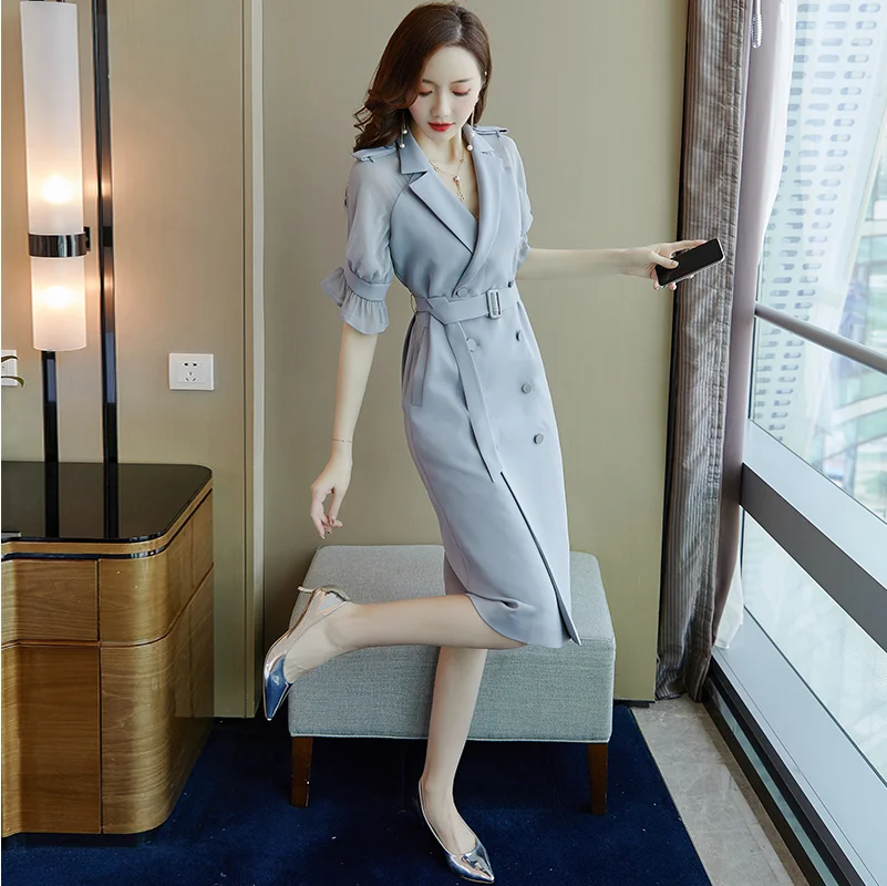 Women Dress Elegant Knee Length Patchwork Butterfly Sleeve Empire Waist A-Line Double Breasted Summer Office Lady
Women Dress Elegant Knee Length Patchwork Butterfly Sleeve Empire Waist A-Line Double Breasted Summer Office Lady