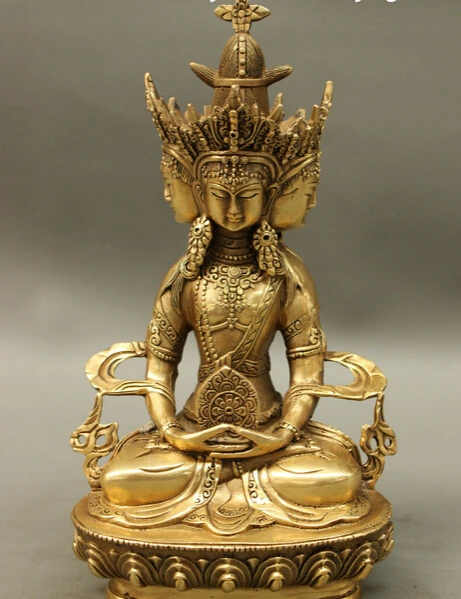 JP S0610 9" Tibet Tibetan Brass Buddhism 4 Face Head Longevity Amitayus Buddha Statue (B0328)
JP S0610 9" Tibet Tibetan Brass Buddhism 4 Face Head Longevity Amitayus Buddha Statue (B0328)