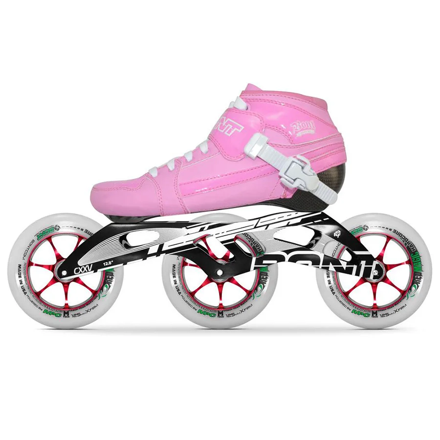 Bont Inline Skates Men Street Fight 125mm Wheels CXXV Black Frame ABEC5 Bearings Youth Girls Inline Speed Skating Racing Semi Race Skate Boot Women Vegan Boys