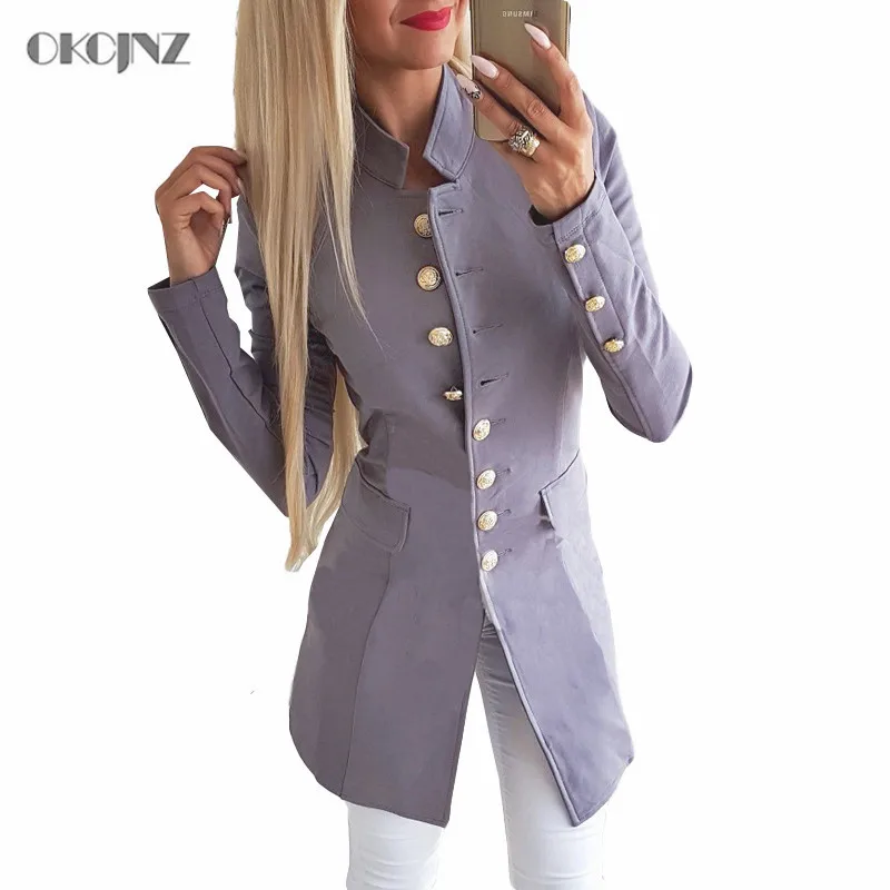 Autumn Women Blazer feminino Female Coat Slim Solid Long Sleeve Outwear Single Breast Plus Size Suit Jacket Office Lady Okq416
Autumn Women Blazer feminino Female Coat Slim Solid Long Sleeve Outwear Single Breast Plus Size Suit Jacket Office Lady Okq416