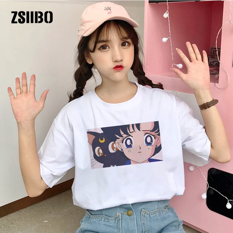 Sailor Moon female Harajuku new large size casual short-sleeved cartoon sweet cute new letter print loose O-neck T-shirt
Sailor Moon female Harajuku new large size casual short-sleeved cartoon sweet cute new letter print loose O-neck T-shirt