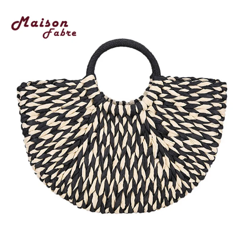 Summer Woven Bag Fashion Satchel Black And White Weaving Women Beach Seaside Straw Handbag Lady Travel Color Woven Tote Bag
Summer Woven Bag Fashion Satchel Black And White Weaving Women Beach Seaside Straw Handbag Lady Travel Color Woven Tote Bag