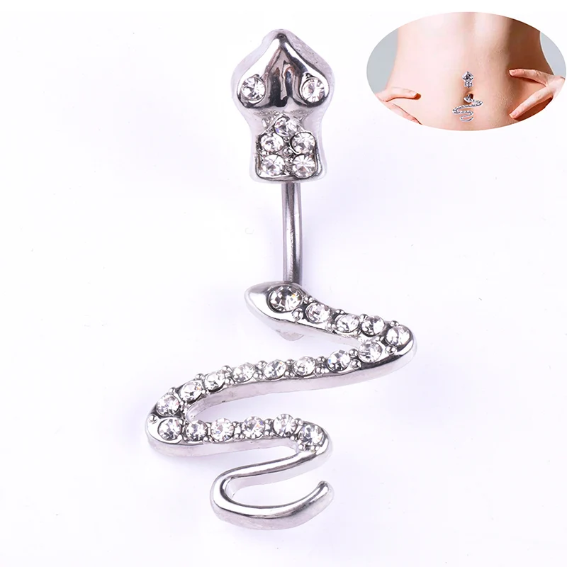 

Snake Shape Belly Button Nail Stainless Steel Puncture Umbilical Navel Piercing Nail Body Jewelry TT@88