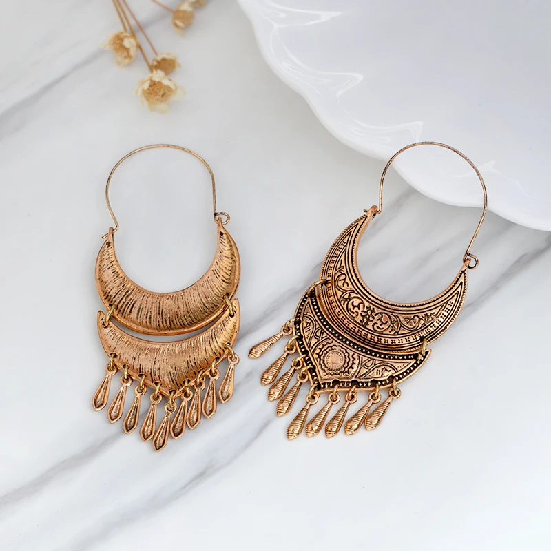 QIHE JEWELRY Ancient Silver Gold Color Tibetan Earring Boho Dangle Charm Statement Silver Color Gypsy Jewelry brincos 20