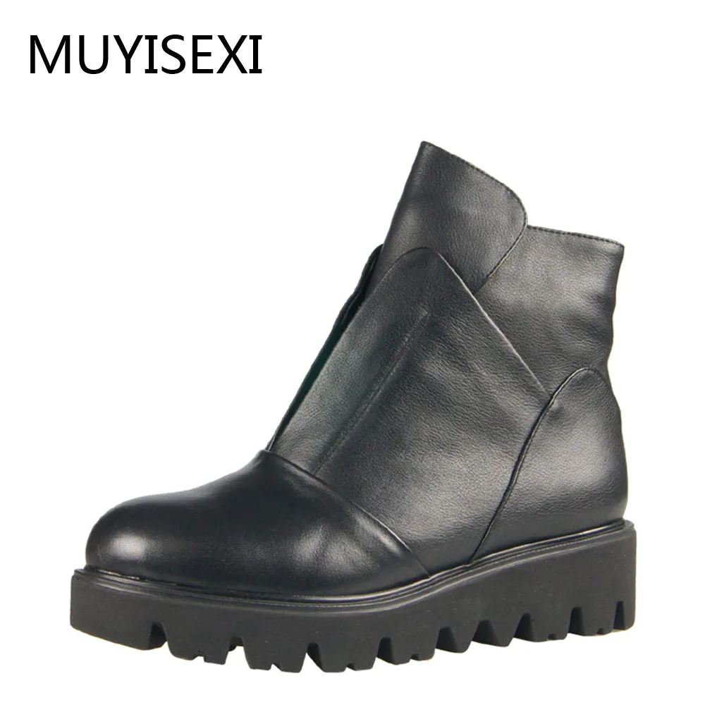 Wool Ankle Boots Motorcycle Women Winter Shoes Cow Leather Round Toe Zipper Flat Platform Rinestone Russia size LID046 MUYISEXI
Wool Ankle Boots Motorcycle Women Winter Shoes Cow Leather Round Toe Zipper Flat Platform Rinestone Russia size LID046 MUYISEXI