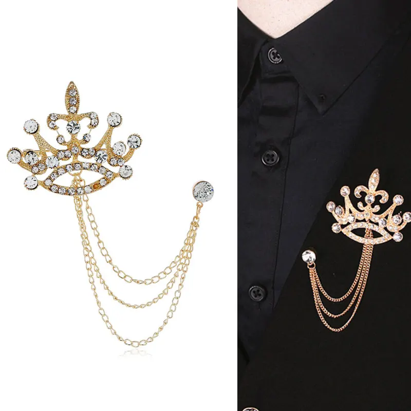 High-end Rhinestone Crown Brooch Pin for Men Suit Lapel Pins and Brooches Badge Coat Fringed Multi-layer Chain Collar Jewelry
High-end Rhinestone Crown Brooch Pin for Men Suit Lapel Pins and Brooches Badge Coat Fringed Multi-layer Chain Collar Jewelry