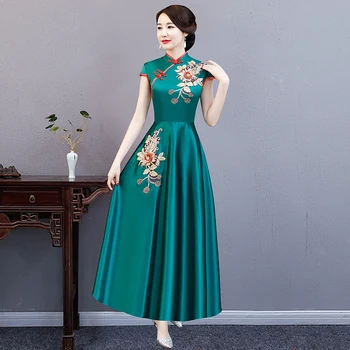 Suzhou Embroidery Flower Qipao Dark Green Chinese Style Women Short Sleeve Cheongsam Female Stage Performance Dress Size S-3XL
Suzhou Embroidery Flower Qipao Dark Green Chinese Style Women Short Sleeve Cheongsam Female Stage Performance Dress Size S-3XL
