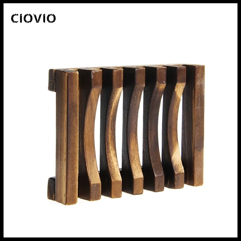 Soap Holder Dish Bathroom Shower Storage Support Plate Stand Wood Box Natural Soap Dishes