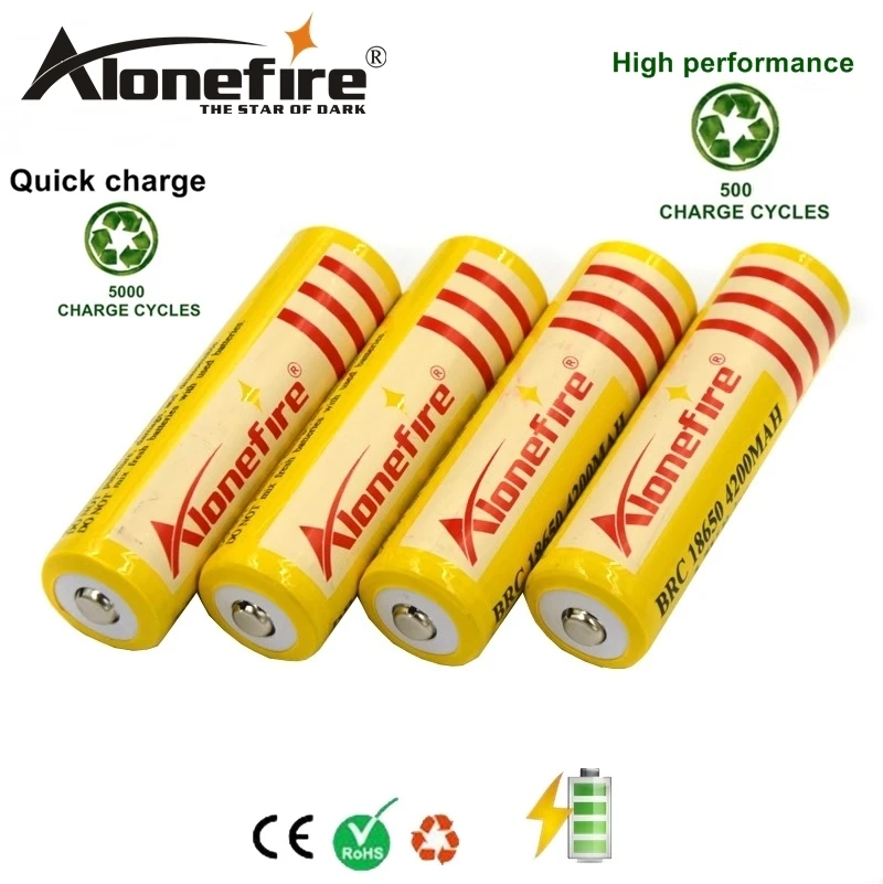 AloneFire 4pc 3.7V 4200mAh High performance 18650 Li-ion Rechargeable Lithium Battery for led Flashlights torch lamps
AloneFire 4pc 3.7V 4200mAh High performance 18650 Li-ion Rechargeable Lithium Battery for led Flashlights torch lamps