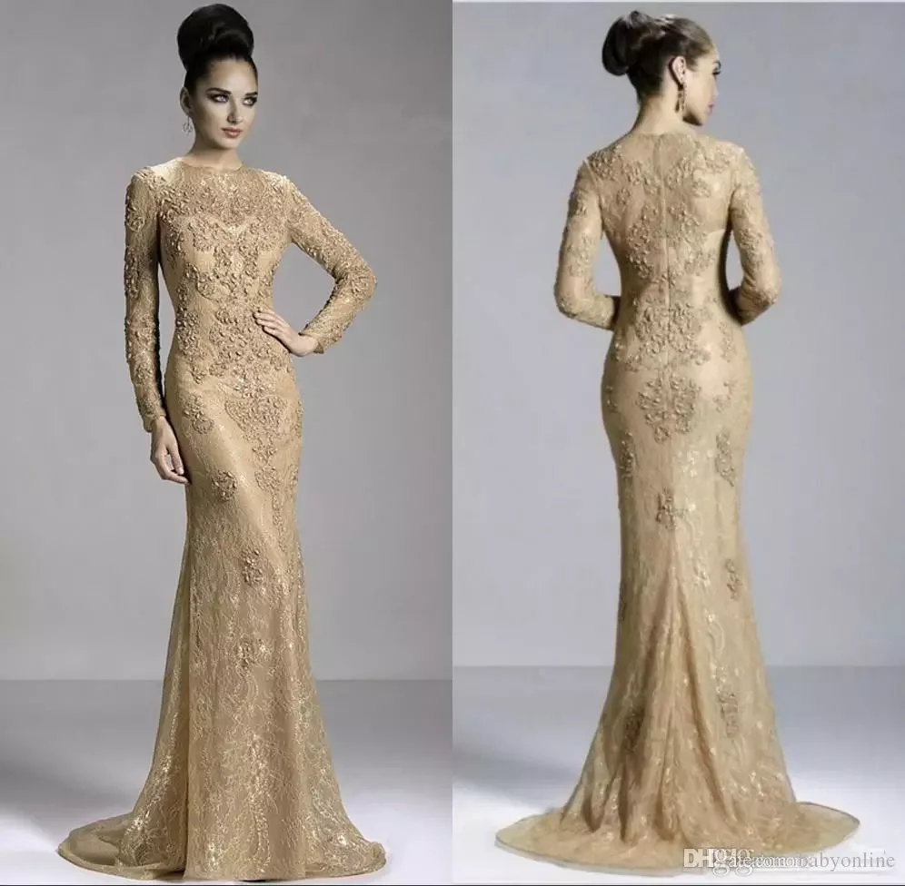 vestido novia Lace Long Sleeve Illusion Appliques Beading Mermaid evening Prom Gowns 2018 Champagne Mother of the Bride Dresses
vestido novia Lace Long Sleeve Illusion Appliques Beading Mermaid evening Prom Gowns 2018 Champagne Mother of the Bride Dresses