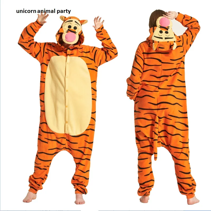 

Unisex 3D Tiger Onesie Costume Cosplay Winter Pyjamas Tigger Pajamas Sleepsuit Sleepwear Cartoon animal conjoined onesies pajama