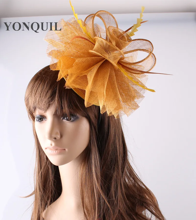 Attractive special women royal gold fascinators hats elegant ladies wedding occasion feather fedora hats party headwear OF1522
Attractive special women royal gold fascinators hats elegant ladies wedding occasion feather fedora hats party headwear OF1522