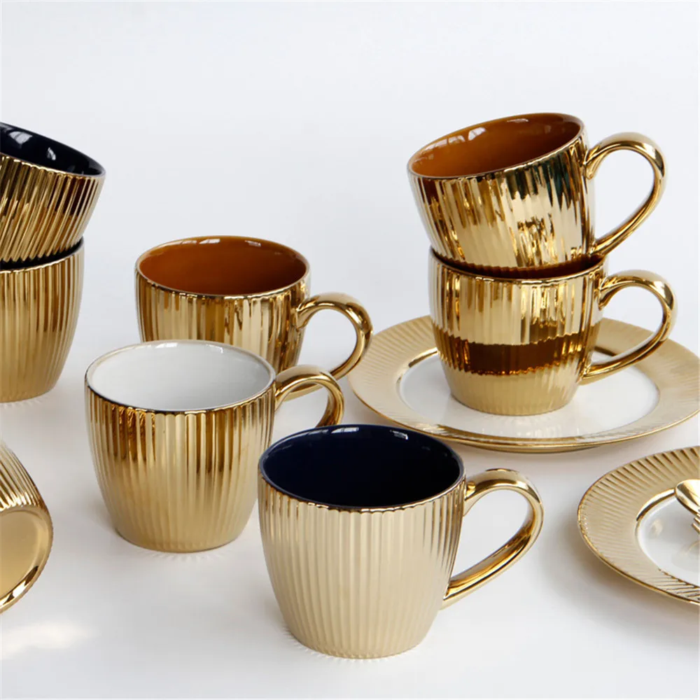 320ML Nordic Ceramics Gold Coffee Mug Chic Scandinavian Milk Cup Advanced Luxurious European Water Cup for Home Hotel 3 Style
320ML Nordic Ceramics Gold Coffee Mug Chic Scandinavian Milk Cup Advanced Luxurious European Water Cup for Home Hotel 3 Style