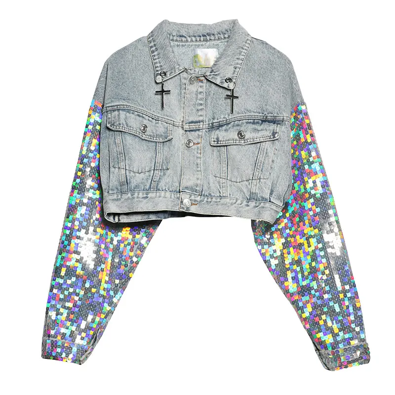 TREND-Setter 2019 Autumn Jean Sequins Short Jacket Female Long Sleeve Personality Metal Frame Denim Jacket Punk Streetwear
TREND-Setter 2019 Autumn Jean Sequins Short Jacket Female Long Sleeve Personality Metal Frame Denim Jacket Punk Streetwear