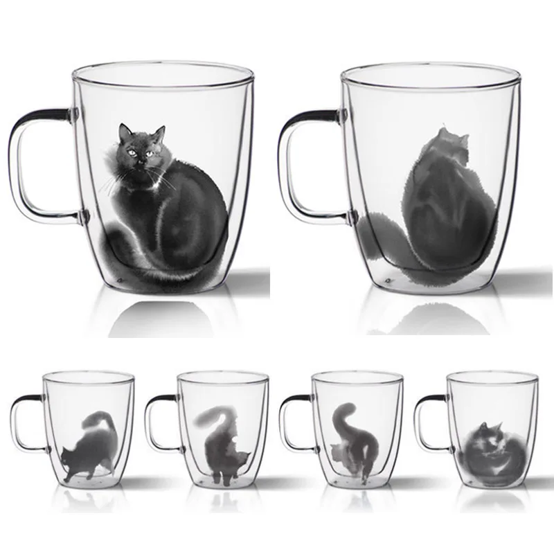 New 6 Styles 370mL Cat Coffee Mugs Tea Cups and Mugs Double Wall Glass Cup Office Home Drinkware Best Christmas Gift for Friends
New 6 Styles 370mL Cat Coffee Mugs Tea Cups and Mugs Double Wall Glass Cup Office Home Drinkware Best Christmas Gift for Friends
