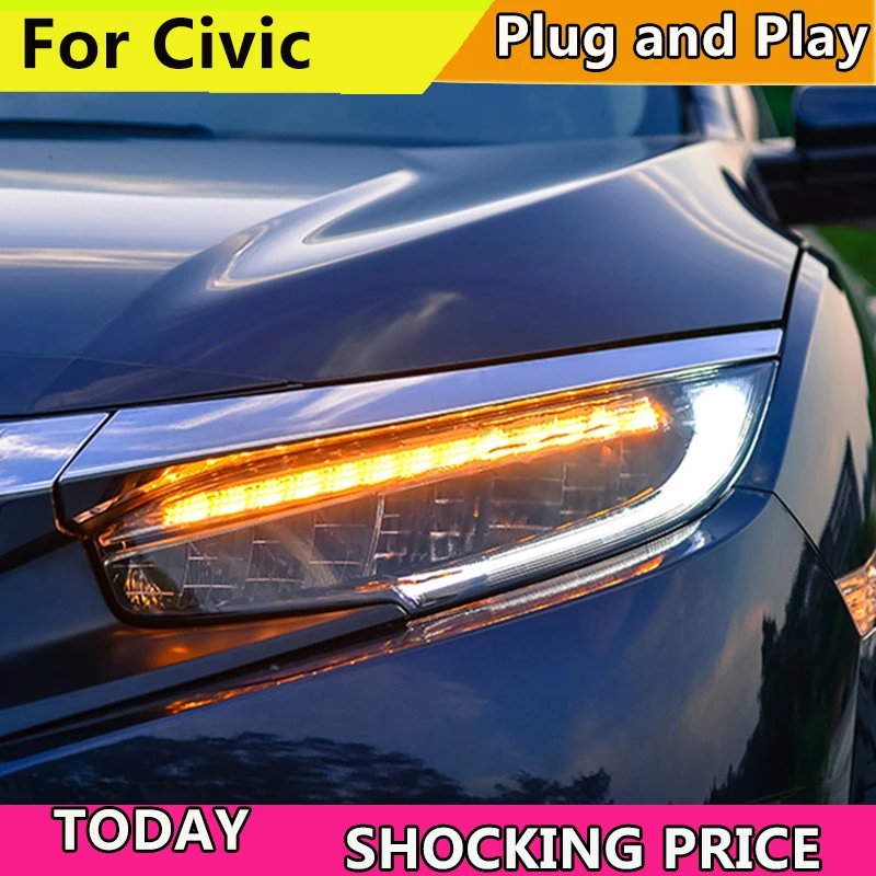 Car Styling Headlight For Honda Civic 10th 2016 2017 Full LED headlights With moving turn light head lamp LED DRL front light
Car Styling Headlight For Honda Civic 10th 2016 2017 Full LED headlights With moving turn light head lamp LED DRL front light