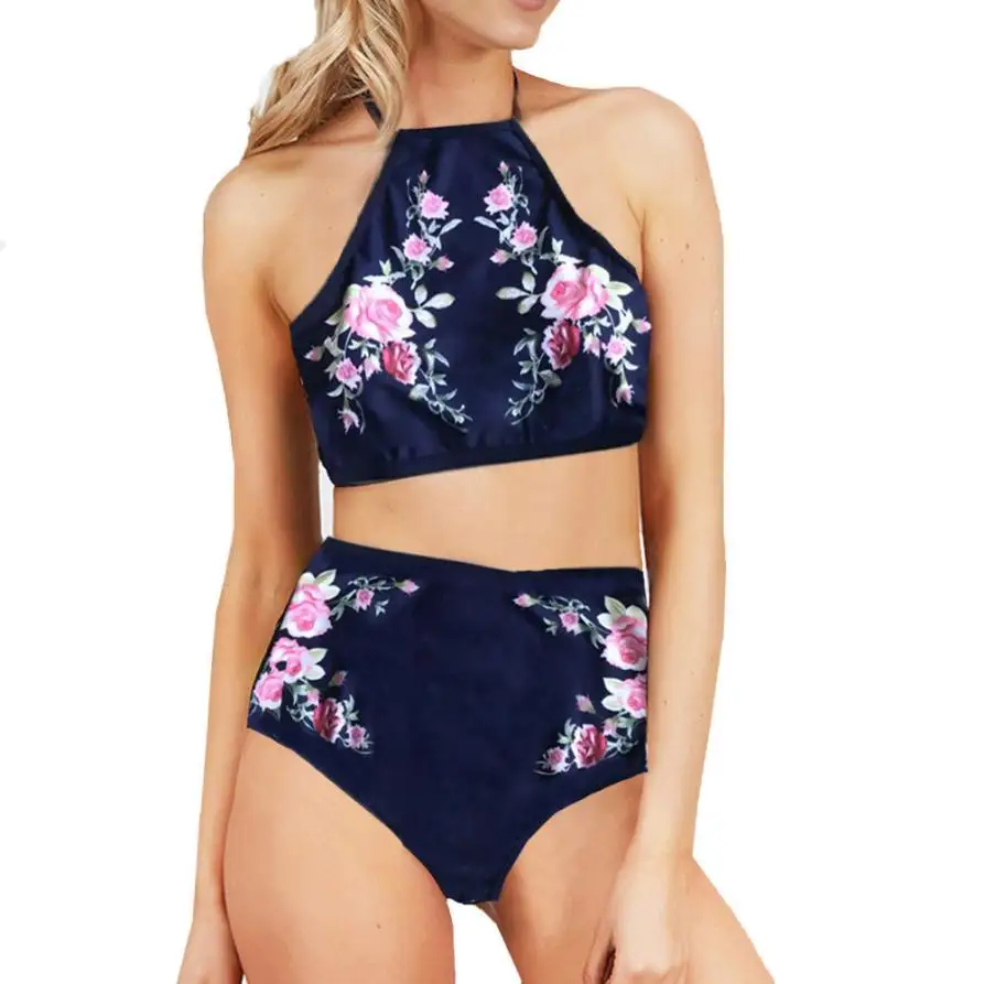 Women Swimwear 2Color Print Floral Halter Sexy Two Pieces Bikini Swimsuit Casual Bathing Tops for Summer Beach Party 18May11 
Women Swimwear 2Color Print Floral Halter Sexy Two Pieces Bikini Swimsuit Casual Bathing Tops for Summer Beach Party 18May11