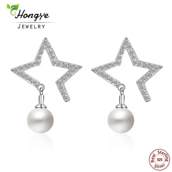 Hongye Korean Fashion New 925 Sterling Silver Star Real Freshwater Pearl Stud Earrings Simple Temperament Lady Ear Jewelry Gift
Hongye Korean Fashion New 925 Sterling Silver Star Real Freshwater Pearl Stud Earrings Simple Temperament Lady Ear Jewelry Gift