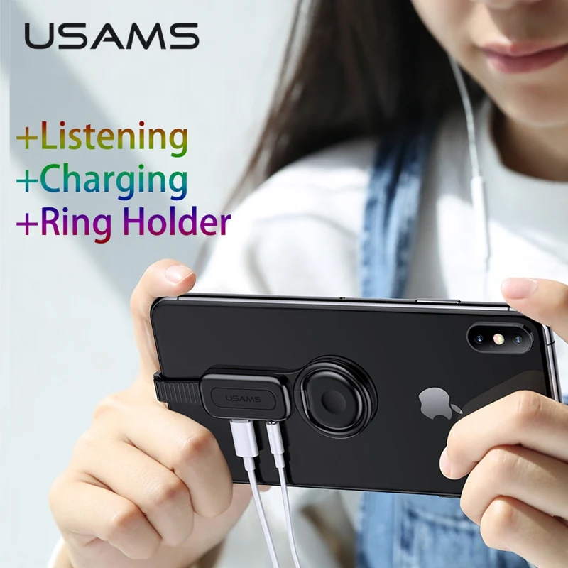 USAMS 3 in 1 OTG Adapter for iphone XS X Converter earphone 3.5mm Audio adapter + Ring holder + USB Charging for iPhone adapter 
USAMS 3 in 1 OTG Adapter for iphone XS X Converter earphone 3.5mm Audio adapter + Ring holder + USB Charging for iPhone adapter