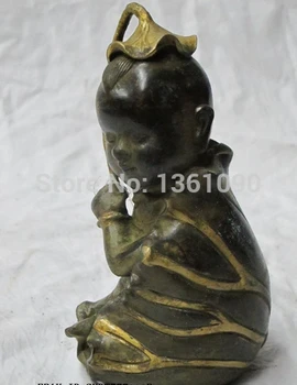 xd 001256 7"China folk luck Bronze gilt Lotus wrapped child top of head is worn lotus cap
xd 001256 7"China folk luck Bronze gilt Lotus wrapped child top of head is worn lotus cap