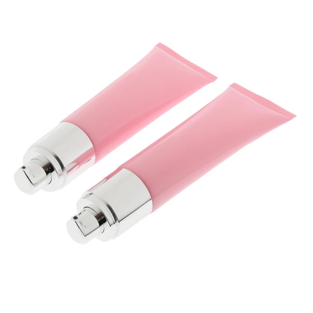 2pcs Travel Refillable Empty Pump Bottle Cosmetic Makeup Cream Balm Foundation Tubes Vials Container 50ml 2pcs Travel Refillable Empty Pump Bottle Cosmetic Makeup Cream Balm Foundation Tubes Vials Container 50ml
